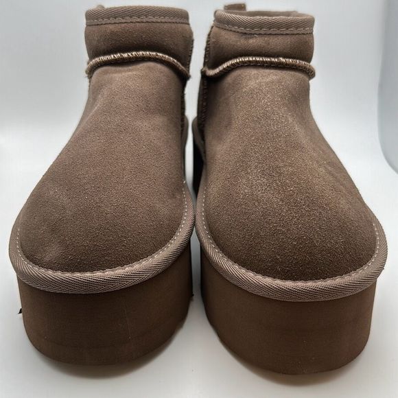 CUSHIONAIRE Women's Genuine Suede pull on platform boot +Memory Foam 7 TAUPE - Picture 2 of 7